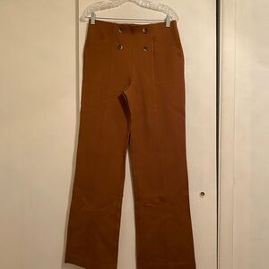 BetaBrand Women’s Yoga Straight Leg Brown Multi- Pockets Pull On Pants, Size L